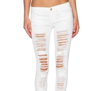 Blank NYC Distressed Skinny Jeans in White Lines Size 28